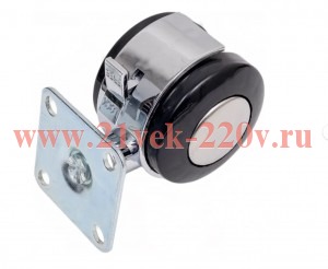 Колесо мебельное поворотное пластик хром площадка D50 с тормозом (пакет) Tech-Krep 152350