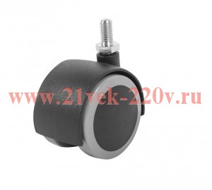 Колесо мебельное поворотное обрезин.пластик черн. резьба М10 D50 б/т (пакет) Tech-Krep 152354