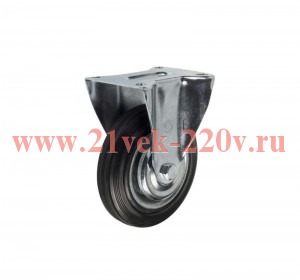 Колесо промышленное неповоротное стальной обод с резиновой шиной и роликоподшипником площадка d125 (