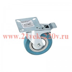 Колесо аппаратное поворотное п/п обод резина сер. подшипник скольжения площадка d100 с тормозом Tech