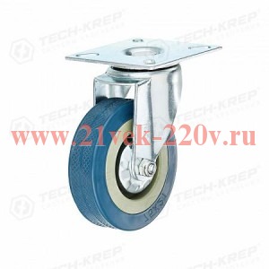 Колесо аппаратное поворотное п/п обод. резина сер. подшипник скольжения площадка d75 б/т Tech-Krep 1