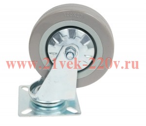 Колесо аппаратное поворотное п/п обод сер. рез подшип.скольж площадка D100 б/т Tech-KREP 148489