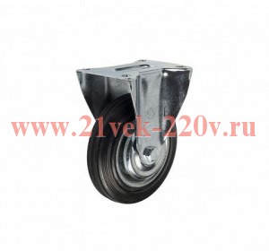 Колесо промышленное неповоротное стальной обод с резиновой шиной и роликоподшипником площадка d75 Te