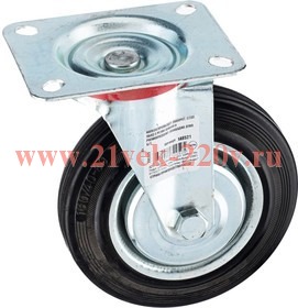 Колесо промышленное поворотное стал. обод с резин. шиной и роликоподшип. площадка D160 б/т Tech-KREP
