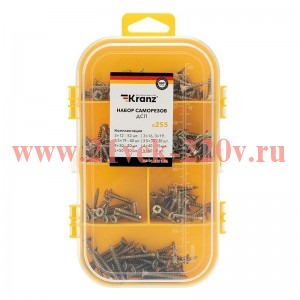 Набор саморезов для ДСП 255шт пластик. коробка Kranz KR-01-3101-05