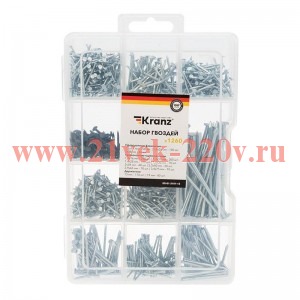 Набор гвоздей 1260шт пластик. коробка Kranz KR-01-3101-12