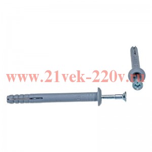 Дюбель-гвоздь грибовидный бортик полипропилен 6х60 (уп.100шт) Kranz KR-01-3621-013