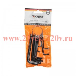 Набор ключей имбусовых TORX T10-T50 CrV 9шт оксидированные на кольце Kranz KR-12-5203