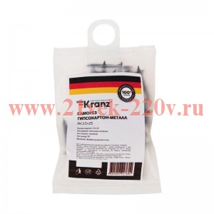 Саморез гипсокартон-металл 3.5х25 (уп.50шт) Kranz 1143-3525-4