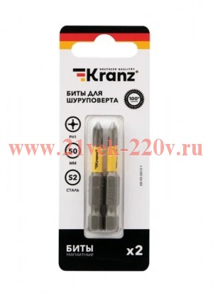 Бита для шуруповерта PH1х50мм (уп.2шт) Kranz KR-92-0413-1