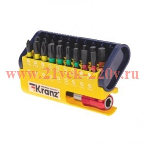 Набор бит с магнитным держателем пластиковый кейс 19 шт Kranz KR-92-0465