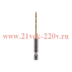 Сверло по металлу 2.5мм Р6М5 ТИТАН шестигранный хвостовик DIN 338 (уп.1шт) Kranz KR-91-5501