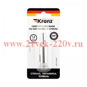 Сверло алмазное 14мм по керамограниту керамике и стеклу Kranz KR-92-0025