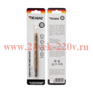 Сверло по металлу 7мм Р6М5 ТИТАН шестигранный хвостовик DIN 338 (уп.1шт) Kranz KR-91-5508
