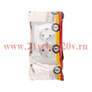 Розетка 2-м СП 16А DEA керамика с заземл. бел. Kranz KR-78-0220