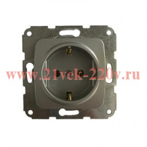 Розетка 1-м СП 16А DEA с заземл. механизм серебр. металлик Kranz KR-78-0271