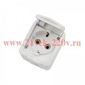 Розетка 1-м ОП Mini OG с заземл. керамика IP54 бел. Kranz KR-78-0605