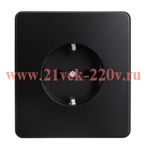Розетка 1-ая с/з с/у со шторками 16А MIELE черн. Kranz KR-78-0701-3