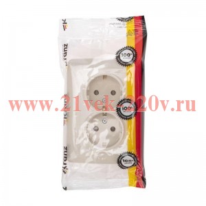 Розетка 2-м СП 16А DEA с заземл. беж. Kranz KR-78-0248