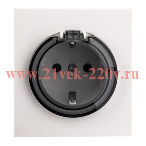 Розетка 1-ая с/з с/у со шторками и крышкой 16А MIELE жемчуг Kranz KR-78-0702-4