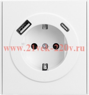 Розетка 1-ая с/з с/у з/ш 16А с USB A+C быстрой зарядки 5В/3А MIELE жемчуг Kranz KR-78-0704-4