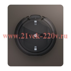 Розетка 1-ая с/з с/у со шторками и крышкой 16А MIELE сер. Kranz KR-78-0702-2
