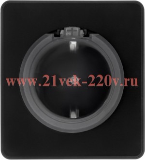 Розетка 1-ая с/з с/у со шторками и крышкой 16А MIELE черн. Kranz KR-78-0702-3