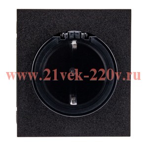 Розетка 1-ая с/з с/у со шторками и крышкой 16А MIELE антрацит Kranz KR-78-0702-5