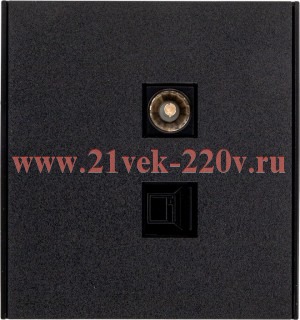 Розетка компьютерная RJ45 кат6+TV с/у MIELE антрацит Kranz KR-78-0722-5