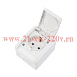 Розетка 1-м ОП INDUSTRIAL IP54 с заземл. бел. Kranz KR-78-0816
