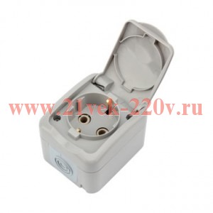Розетка 1-м ОП Mini OG IP54 с заземл. керамика сер. Kranz KR-78-0815