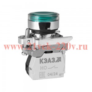 Кнопка КМЕ 4610мЛС 220В 1но+0нз цилиндр индикатор IP65 зел. КЭАЗ 248259