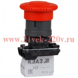 Кнопка КМЕ5101мФ красн. 0но+1нз гриб IP40 КЭАЗ 354410