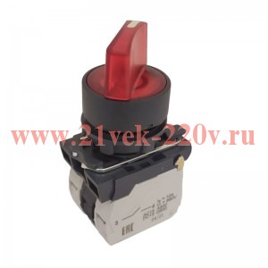Переключатель КПЕ1110РЛ 24В красн. 1но+0нз ручка фикс 2поз индикатор IP40 КЭАЗ 354422