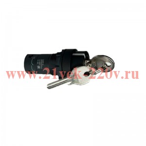 Переключатель 2 положения OptiSignal Compact D22 С7-SK-201 черн. с ключом 1НЗ XB7NG22 КЭАЗ 362140