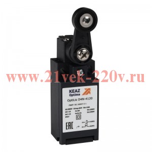 Выключатель концевой OptiLiS D4N-4120 рычаг пластик. с роликом пластик. EN 50047 XCKN2118P20 КЭАЗ 36