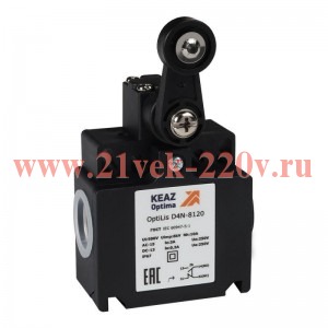 Выключатель концевой OptiLiS D4N-8120 рычаг пластик. с роликом пластик. EN 50047 XCKT2118P16 КЭАЗ 36