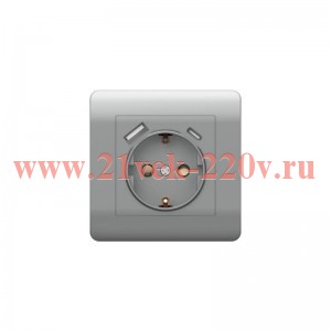 Розетка 1-м NEW3-E 16А с заземл. защ. шторки + 2-м USB тип A+C 5В/21А серебр. CHINT 431454