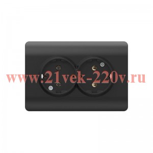 Розетка 2-м NEW3-E 16А с заземл. защ. шторки черн. CHINT 431491