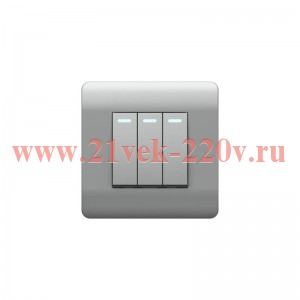 Переключатель 3-кл. NEW3-E 10А с индикацией серебр. CHINT 431513