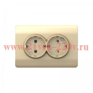 Розетка 2-м NEW3-E 16А с заземл. защ. шторки шампань CHINT 431418