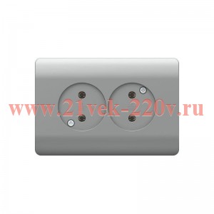 Розетка 2-м NEW3-E 16А без заземл. защ. шторки серебр. CHINT 431421