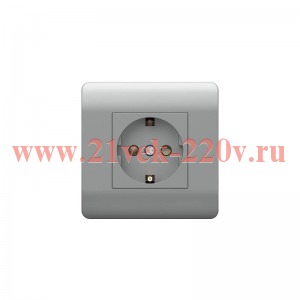 Розетка 1-м NEW3-E 16А с заземл. защ. шторки серебр. CHINT 431405