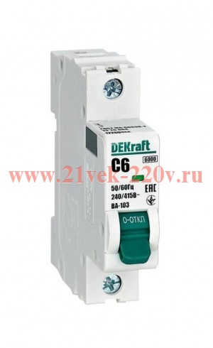 Автоматический выключатель ВА-103 6A C 1P 6кА DEKraft (автомат электрический)