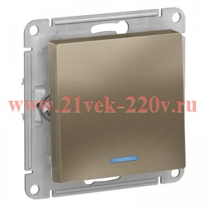 Одноклавишный выключатель с подсветкой 10А SE AtlasDesign, шампань [уп 10 шт]
