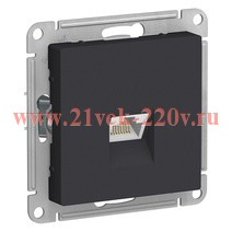 Розетка компьютерная RJ45 кат 6А SE AtlasDesign, карбон [уп 5 шт]