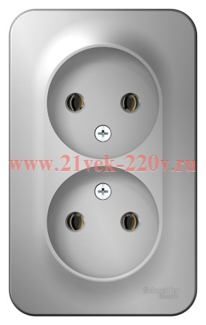 Розетка 2-ая без заземления без шторок Blanca Schneider Electric 16А 250В алюминий