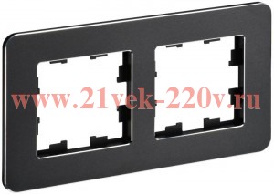 Рамка 2-м BRITE РУ-2-1-Бр метал. черн. RE IEK BR-M22-M-01-K02