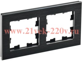 Рамка 2-м BRITE РУ-2-1-БрЧ металл черн. IEK BR-M22-M-K02