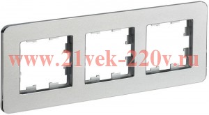 Рамка 3-м BRITE РУ-3-1-Бр метал. алюм. RE IEK BR-M32-M-01-K47